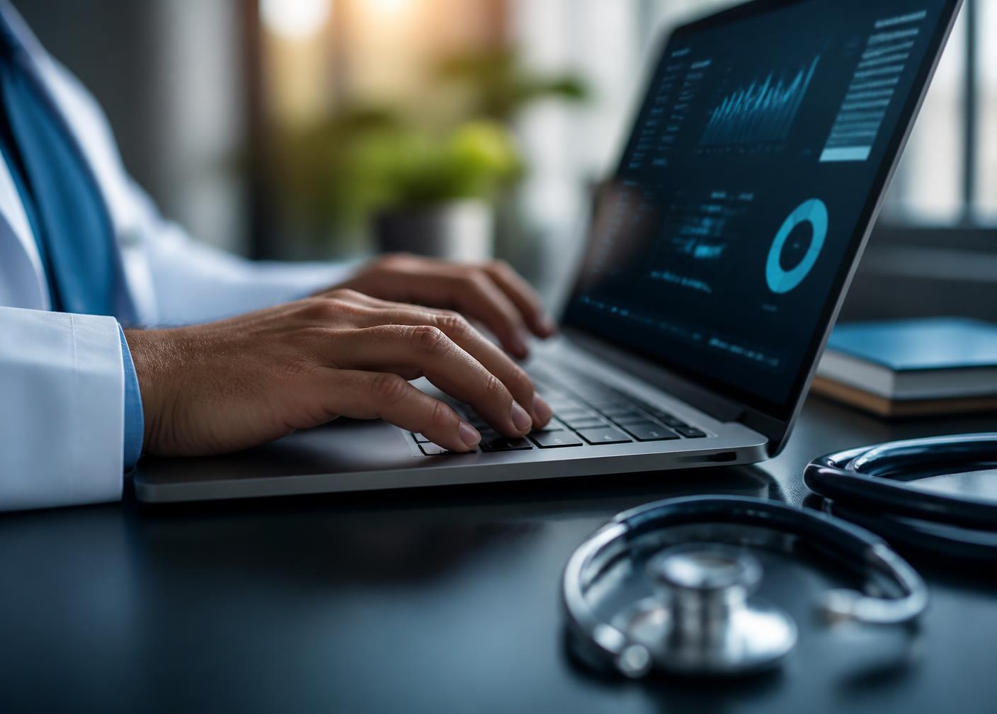 HIPAA-ready medical billing and revenue cycle specialist working on a laptop